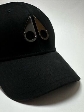 Moose Knuckles Black Baseball Cap with black Metal logo - SOLD